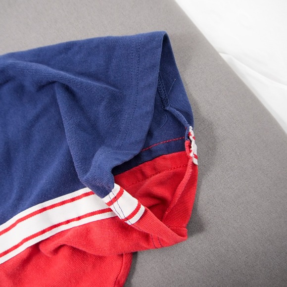 Vintage Y2K Adidas USA Rugby Striped Embroidered Short Sleeve Henley Shirt L - Picture 8 of 10